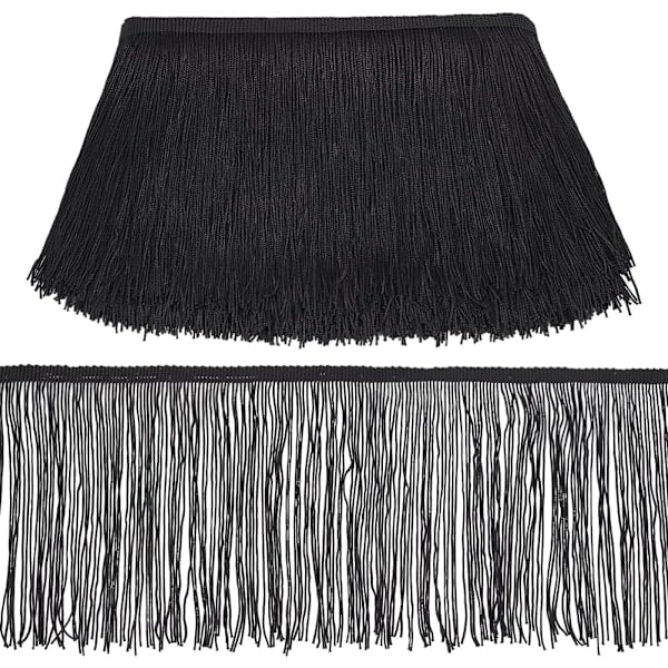 9 m av 15 cm frans trim spets tofs svart kedjetråd trim band för latinsk dansklänning DIY kläder utsmyckning lampskärm