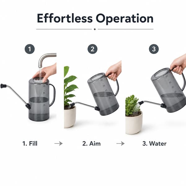 1,5L Vandkande med Lang Tud, Rustfri Stålstav til Sukkulenter og Bonsai Space Gray 1.5L