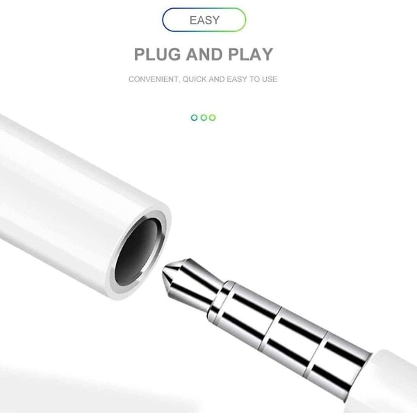 2-pack Apple Lightning till 3,5 mm hörlursadapterkontakt Aux Audio Hörlurar/Hörlursdongle Stereokabel för Iphone 7/7 Plus/8/8 Plus/x/xs