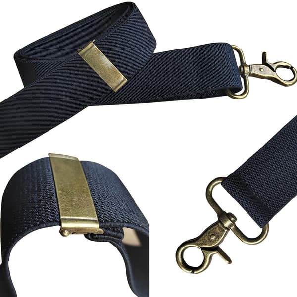 Men's Suspenders, Heavy Duty, 4 Snap Hooks for Belt Loops, Adjustable X-Back Blue blue