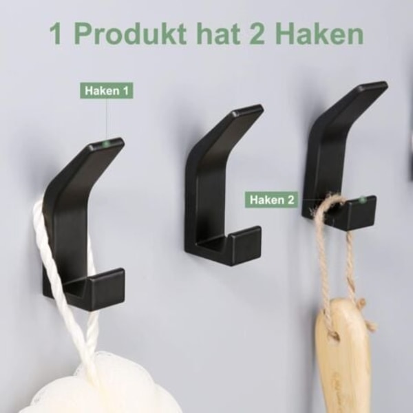 TS-6 Stk. Selvklæbende Kroge, Dobbelt Krog Håndklædeholder Badeværelse, Selvklæbende Væghylde til Køkken, Badeværelse, Kontor, Skab,
