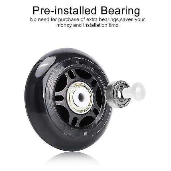4-pak Inline Skate Hjul Indendørs/Udendørs Erstatningshjul med Lejer 70mm, Sort