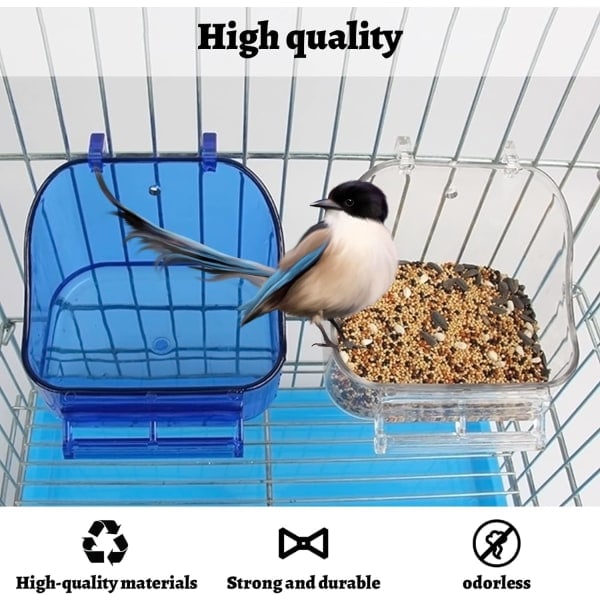Fågelbad för bur - Multifunktionellt fågelbad (transparent) - Perfekt