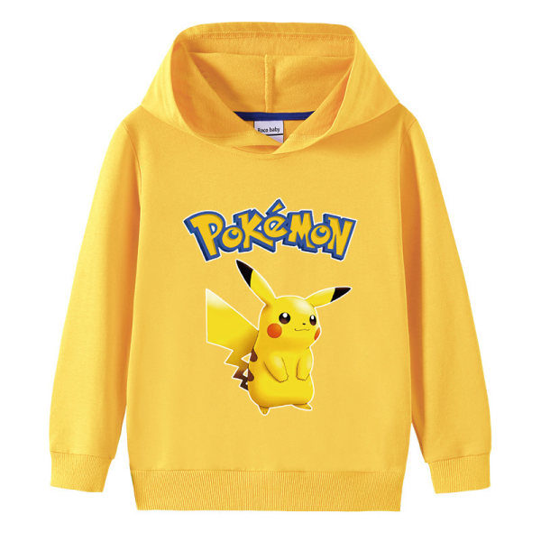 Tecknad Pikachu långärmad hoodie för barn tröja grå 130cm