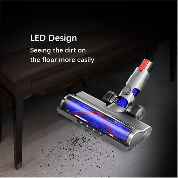Erstatningsgulvhode for Dyson V10/V12 Slim, LED-frontlys, V-formet børste, gummihjul for harde gulv og lavluggtepper