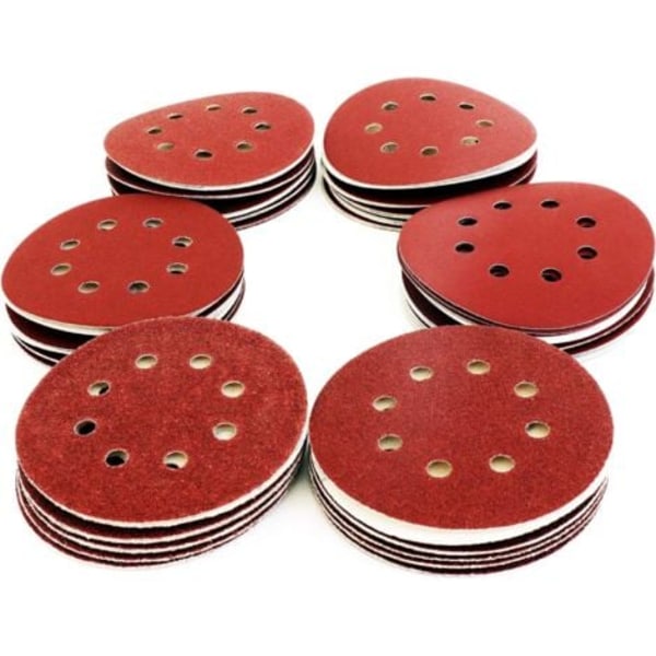 TS-Slibeskiver Slibepapir 125mm Sliber P40/P60/P80/P120/P180/P240 8 huller