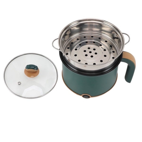 Elektrisk Kokgryta Grön 1.8L 600W Kokgryta med Ångfunktion 2 Justerbara Nivåer Non-Stick Multifunktionell Kokare för Soppa Nudlar EU-kontakt 220V