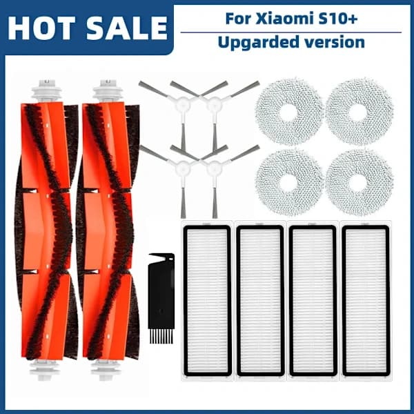 Kompatibel med Xiaomi Robotstøvsuger S10+ / S10 Plus B105 Reservedele Tilbehør Hovedbørste Sidebørste Hepa Filter Moppeklud
