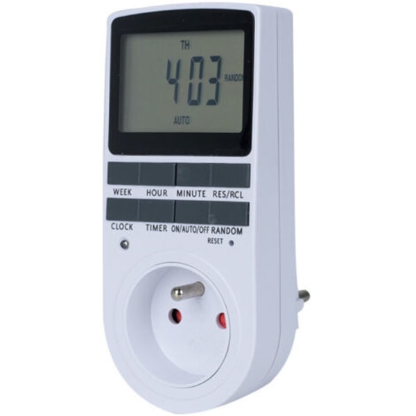 Digital Programmerbar Stikkontakt, Daglig/Ukentlig Digital Timer, Elektrisk Uttaksprogrammerer med LCD-Skjerm og Tyverisikringsmodus, Energisparing, 16A/3