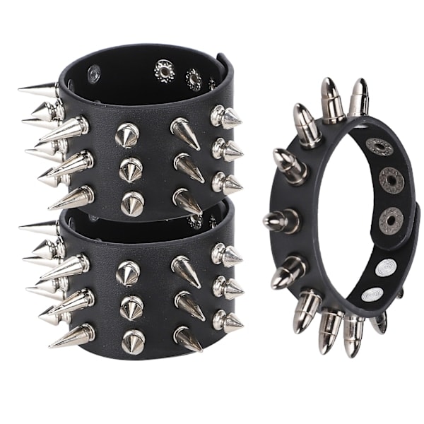 3 stk Punk Nitar Rivet Armbånd Personligt Armbånd Manschet Retro Metal Armbånd