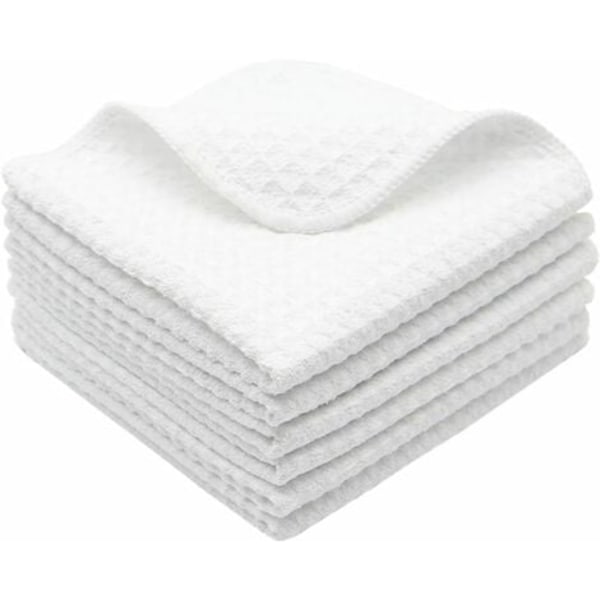 TS-Karklude, Super Absorberende Mikrofiber Rengøringsklud, Bløde og Vaskbare Køkkenrulle, Vaskeklud Hvid 6-pak, 30cmx30cm NPTERBL