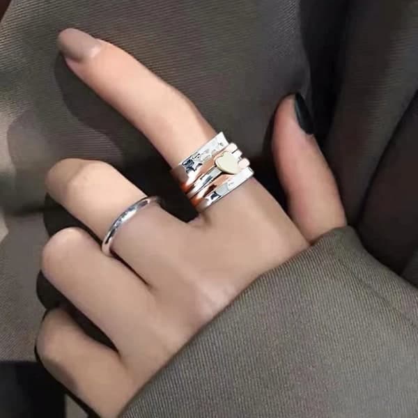 Hjerte Spinner Ring For Kvinner Menn Selvkjærlighet Spinner Hjerte Ring Fidget Angst Sølv