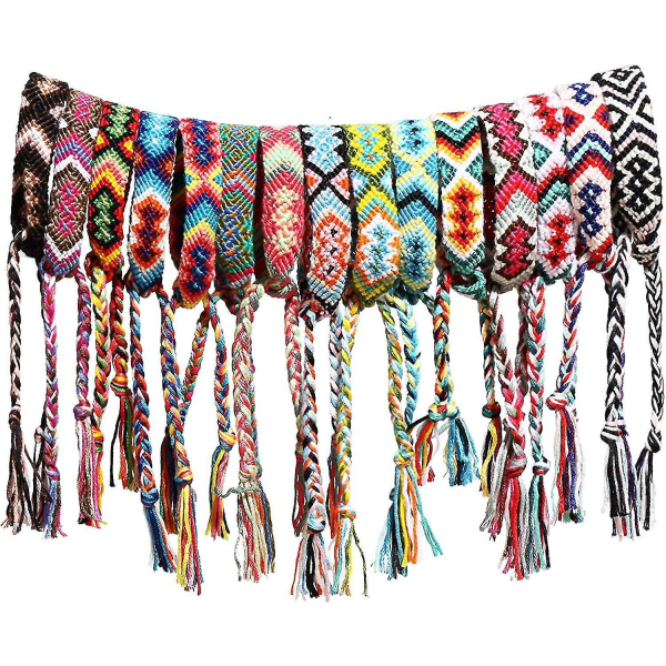 15 deler Nepal Style Vennskapsarmbånd Håndlagde vevde armbånd Fargerike flettede omslagsarmbånd for kvinner Jenter Barn - Perfet null none