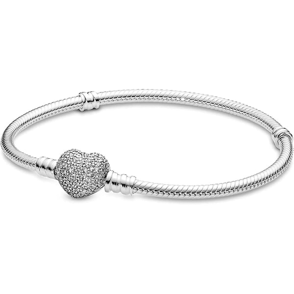 Slangearmbånd for Pandora-charms i ekte sølv, Moments-slangekjede, passer alle charms, gaver til kvinner og jenter (18 cm)