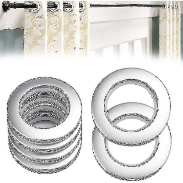 50 st Plastgardinringar Gardinöglor 40mm Plastringar Ringar för gardinstång Silver Plastöglor för gardinfönster Duschdraperi