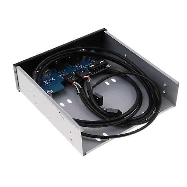 USB2.0 2-Portars 5.25\" Metallfrontpanelhubb för Optisk Enhet med 1 HD-ljud & Mikrofon