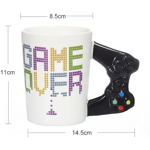 Spelkontroll keramisk mugg, färgglad bokstavsspel joystick keramisk mugg, tecknad kaffemugg