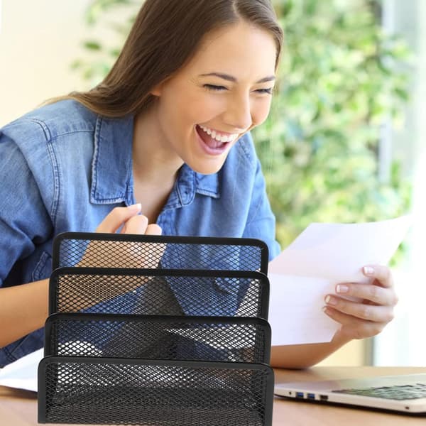 Professional Desktop File Organizer, Desktop Letter Tray with Rust-Resistant Metal Mesh and Eco-Friendly Spray Technology, Multifunctional