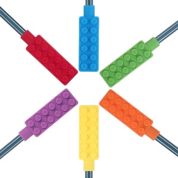 Tuggbara pennspetsskydd sensoriska fidget-toppar för barn, oromotoriska specialbehov, 6-pack