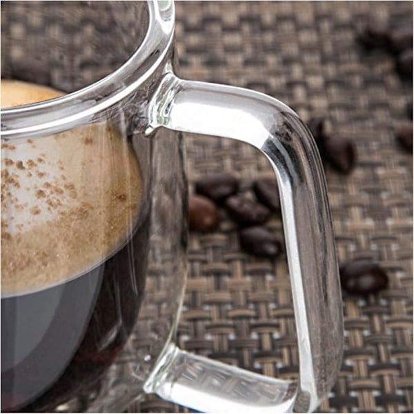 Dubbelväggiga Glasmuggar, 2-pack 250ml Borosilikatglaskoppar, för Te, Kaffe, Latte, Cappuccino, Espresso, Öl