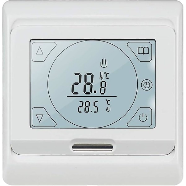 2024 16A Programmerbar Elektrisk Golvvärme Termostat med Sensor, Digital Rumstermostat Golvvärme Regulator LCD Touch Screen