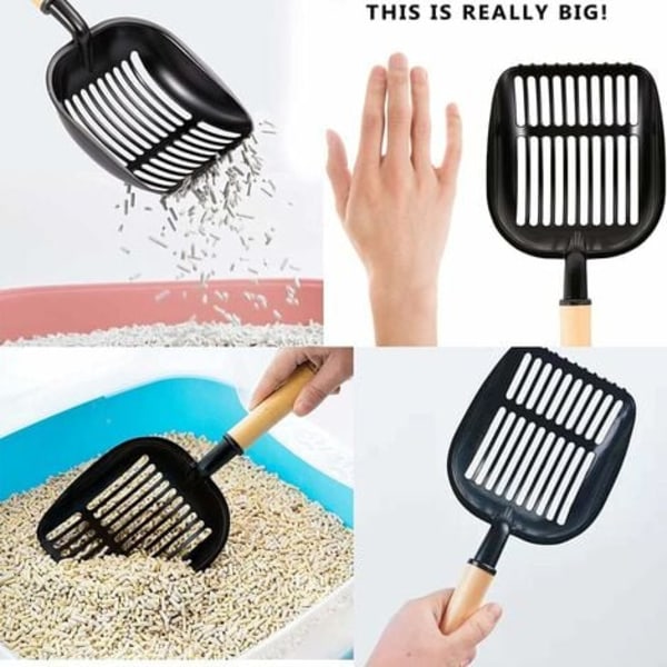 TS-à Kattsandskyffel, Non-stick kattsandsspade i metall med hållare Kattsandskyffel för kattlådor – Kattsandslåda