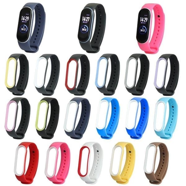 TS-Elastiskt armband för Xiaomi Mi Band 5 Svart & Röd