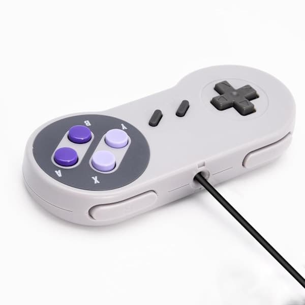 Wired SNES Game Controllers Pack, SNES Controller Fully Compatible with Original SNES/SFC - [Plug and Play] (Grey/Purple) Purple Purple