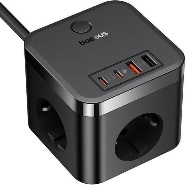 TS-Baseus PowerCombo Cube 2xUSB, 2xUSB-C ja 3 pistorasialla