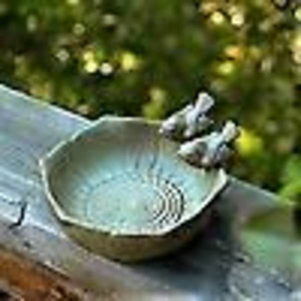 Keramisk fuglebad, spiseligt fuglefoder - fuglebad - havepynt
