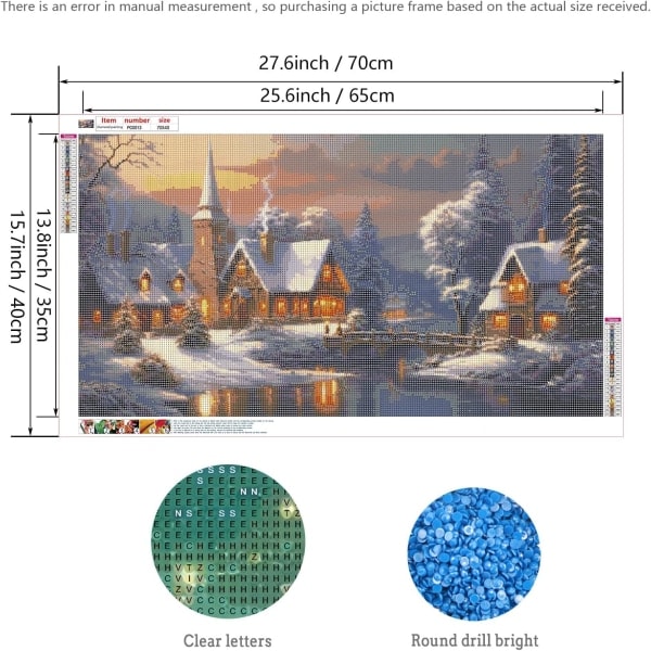 Julklapp Diamantmålning Kit för Vuxna Vinter DIY 5D Diamantkonst Kit Bysnöscen Ädelstenskonst Hantverksset för Hemväggsdekor Gåvor 16x28tum