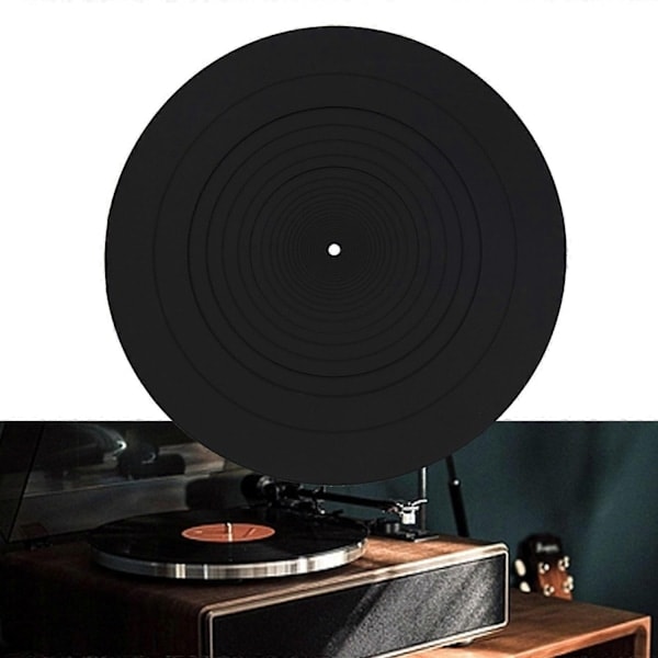 12 Plattallerkenmatte i Gummi Silikon for Alle LP Vinyl Platespillere - Perfekt svart
