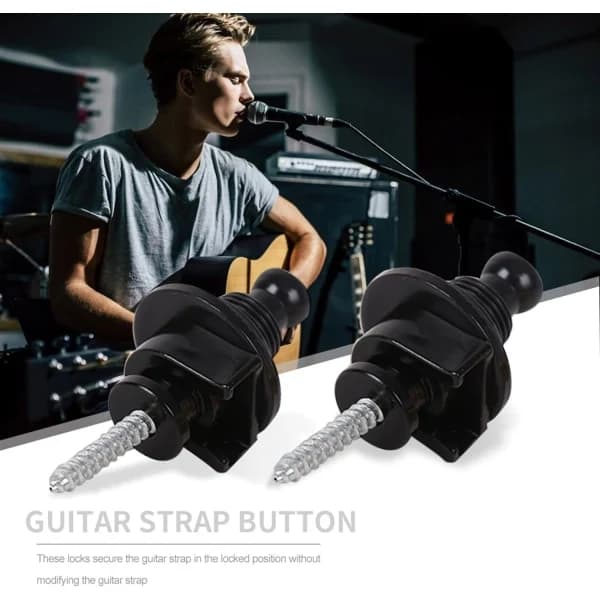 Elektrisk Gitarrband Lås Knapp Halkskydds Bälteslås Spikar Musikinstrument Tillbehör för Basgitarrdelar Ersättning, 2st
