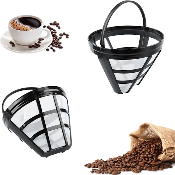 2 stk. Kaffefilter, Genanvendelige Permanente Kaffefilter Størrelse 4 Kaffefilter, Permanente Universelle Kaffefilter Til