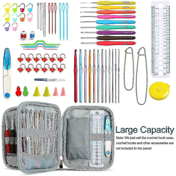 Crochet Hook Case, Ergonomisk Virknålsorganisator, Förvaringsväska för Virkverktyg - Blommönster