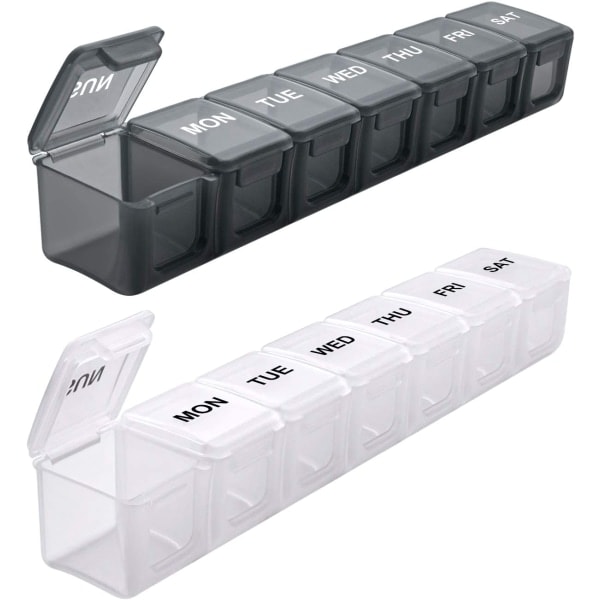 Extra stor resepillerorganisatör, 2-pack, pilleraskar och
