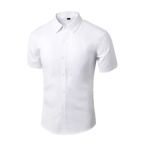 Sommarskjorta för män Daily Casual Vita skjortor Kortärmade Button Down Slim Fit Man Social Blus 4xl 5xl White M 45kg-55kg