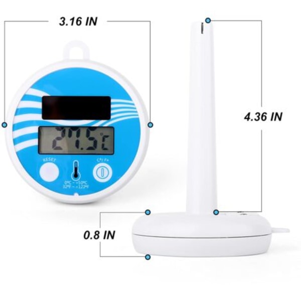 Digital solcellspooltermometer, flytande pooltermometer, okrossbar pooltermometer för inomhus- och utomhuspooler, spa