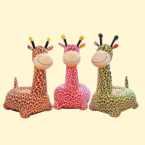 Uppstoppad djur Soffstol för barn riding-giraffe-pink