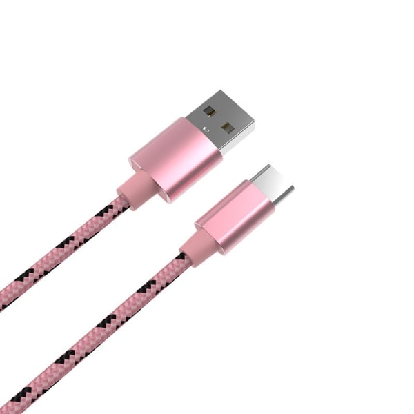 2m flettet ladekabel USB type-c oplader til Samsung Galaxy -- 5-pak