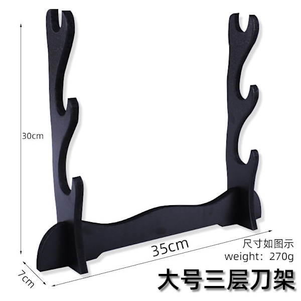 2x 3-lags Samurai Sværd Katana Holder Stativ Stander Rack Display Sort