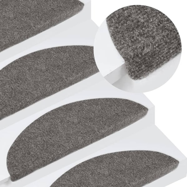 vidaXL Trappematter selvklebende 15 stk 56x17x3 cm grå gray 1650