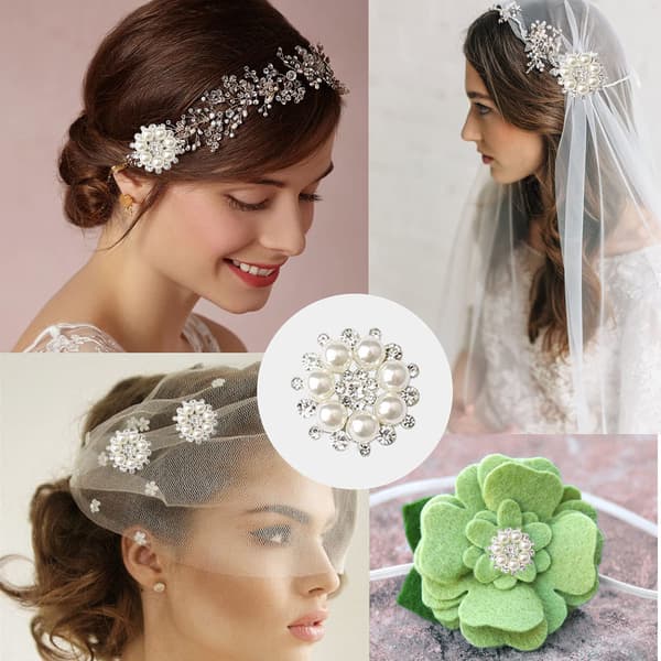 10 stk Rhinestone Perlepynt, Håndverk Perleblomst Knapper Perleblomst Dekorasjoner Runde Rhinestone Faux Perle til Dekorasjon