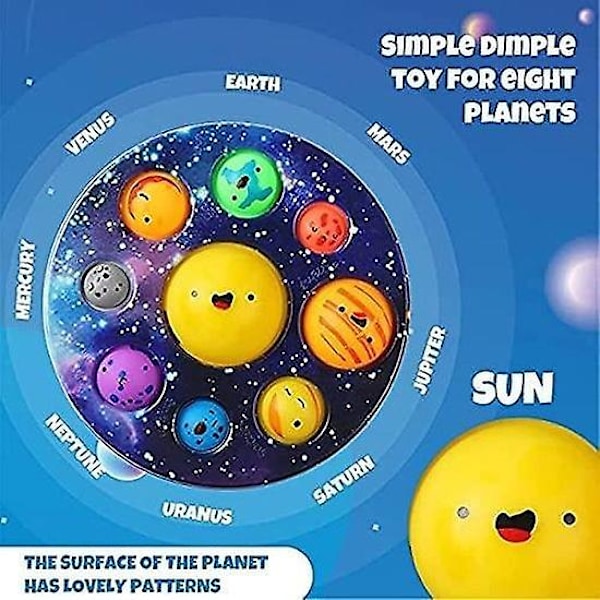 2 st Finger Press Bubble Leksaker - Solsystem Leksaker Bubble Planet Pop Stressreducerande Present för Vuxna Barn