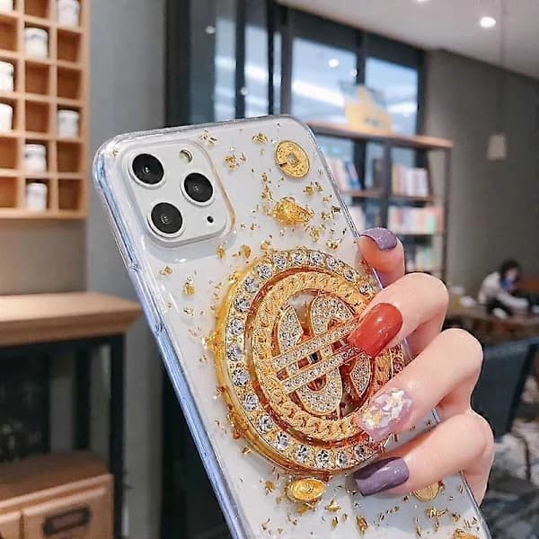 For iPhone 11 Pro Max Roterende Penger Mer Avlastning Enhet Telefondeksel
