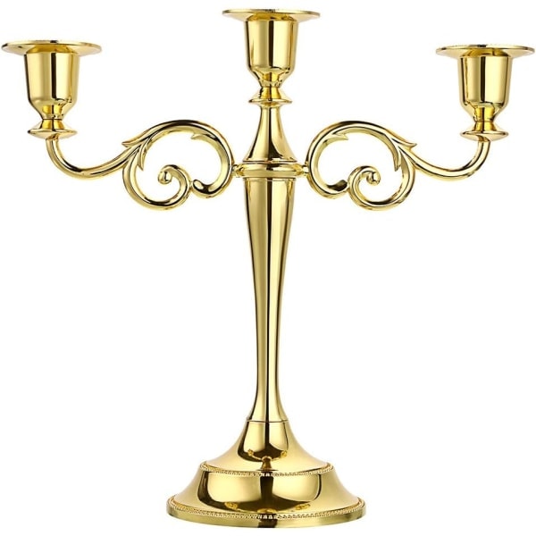 3 Armars Metallkandelaber - Ljushållare för formella evenemang, bröllop, kyrka, semesterdekoration, Halloween, Gyllene Ton guld