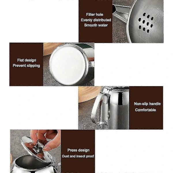 Rostfritt Stål Tekanna Café Te Kaffe Dryck Restaurang Tekanna Vändbart Lock 32oz