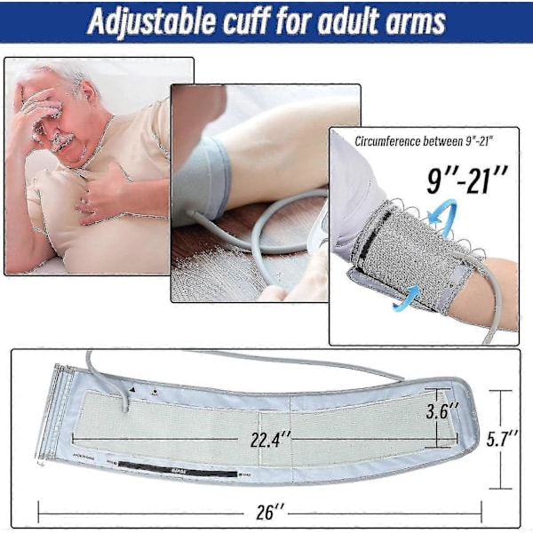 Manchet Kompatibel med Omron 9u201d-21u201d Tommer (22-53cm) Xl Tryk Voksen Arm Bp Erstatningsmanchet Til Stor Arm, Grå-god