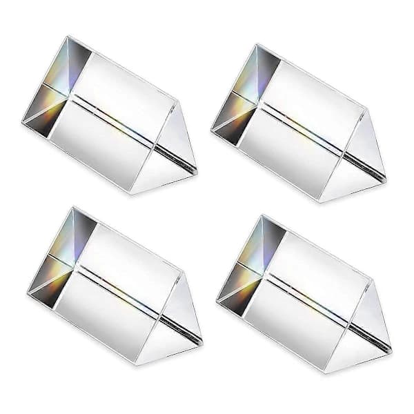 4 stk Klar Triangulær Prisme for Regnbue Lys Krystall Optiske Prismer Glass Fysikkundervisning Refraksjon Transparent