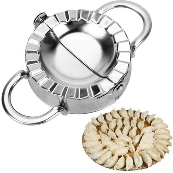 Dumplingpresse i rustfritt stål, enkel forsegling av ravioli, empanada, pierogi-form for hjemmekjøkken, sølv 10 cm
